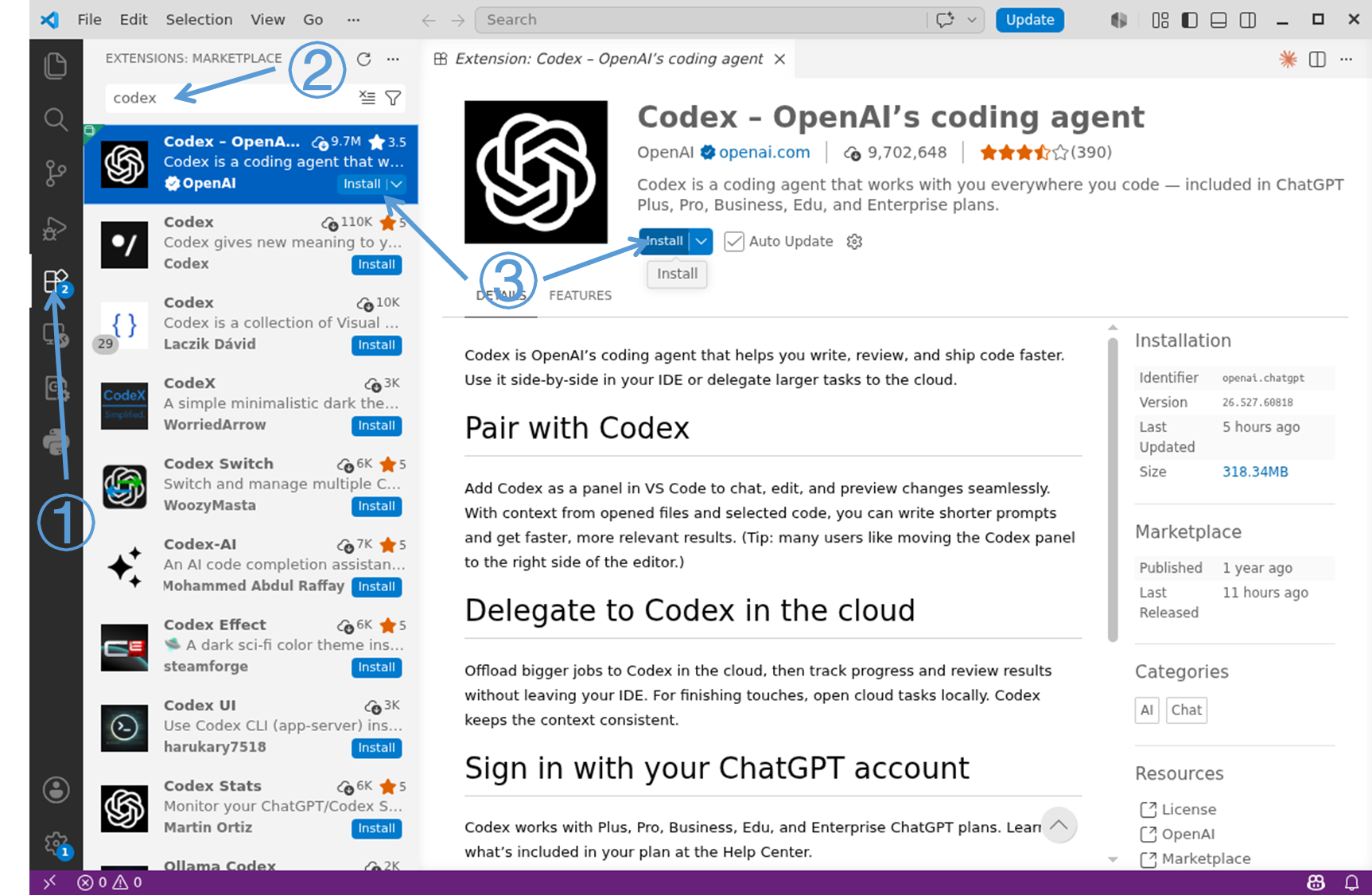 VS Code 扩展页面